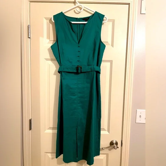 Banana Republic | Dresses | Banana Republic Kelly Green Linen Midi Dress Sz  | Poshmark